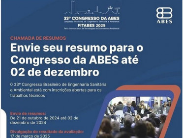 INSCRIÇÕES ABERTAS PARA TRABALHOS TÉCNICOS